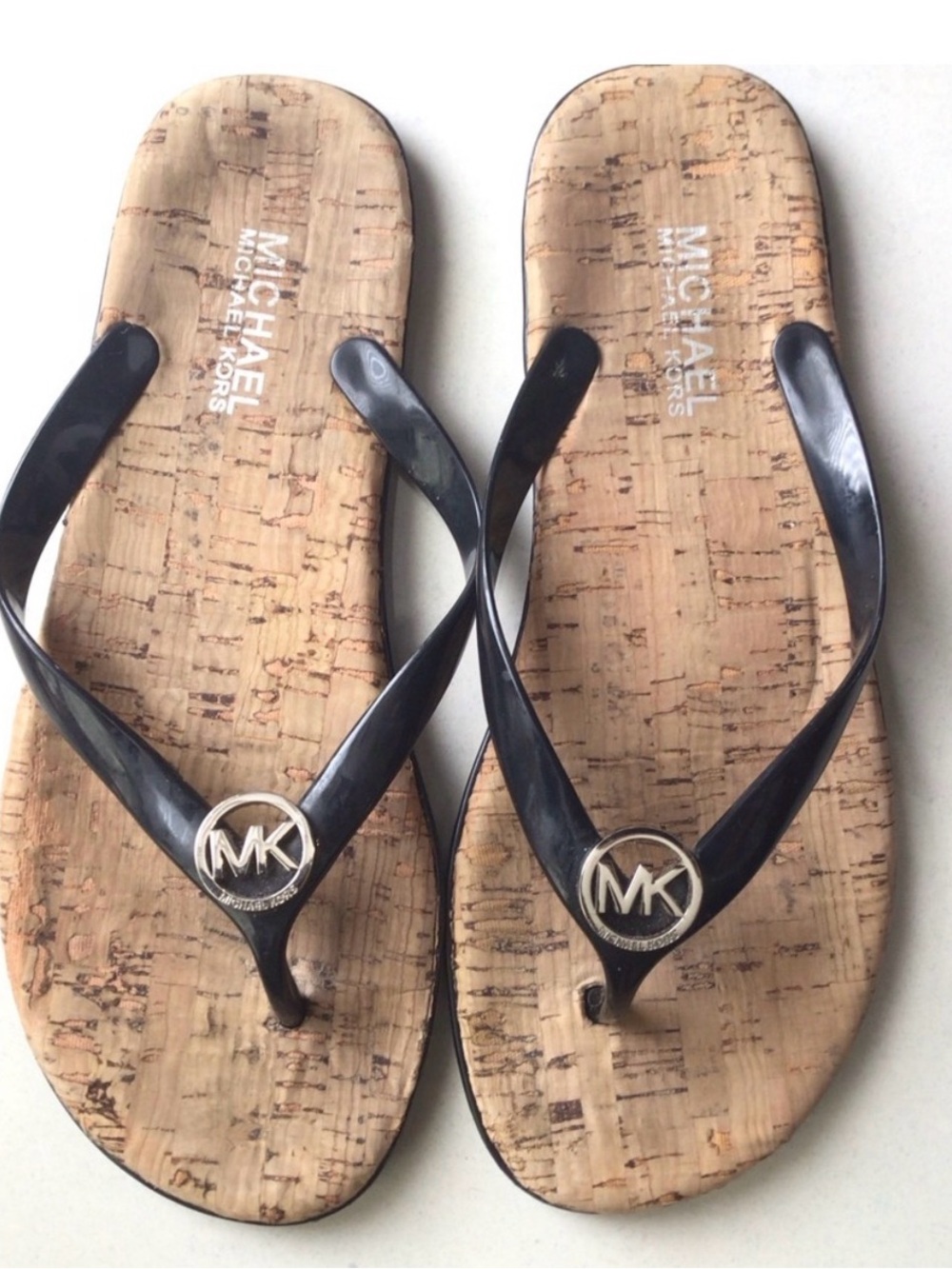 Michael Kors Jet Set Jelly Flip-Flop  Black and Tan Sandals
